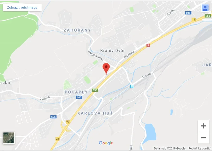 Mapa – provozovna Plzeňská 299, Králův Dvůr